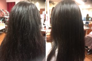 髪が多くてくせ毛の方‼️量が多いからって無理やり梳くとキレイなストレートにならないですよ！